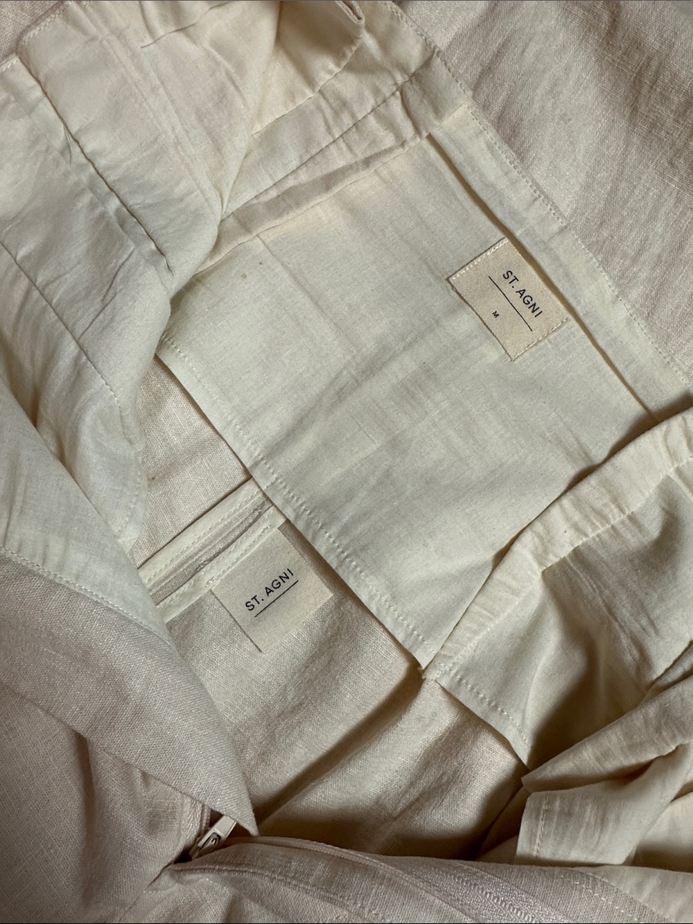 St. Agni Cream Linen Wide Leg Pleated Pants M - Picture 7 of 10